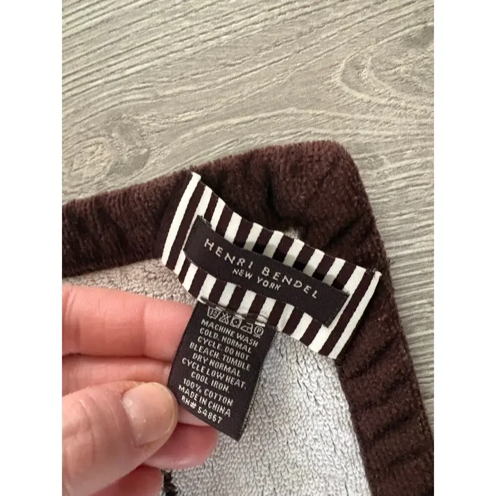 Henri Bendel Distressed Stripe Beack Blanket Towel RARE Brown White